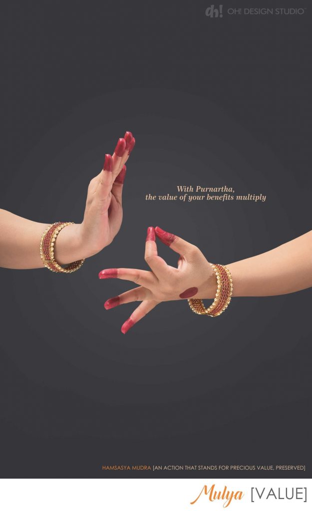 Hamsasya mudra to show investment value increase in corporate brochure by oh design studio