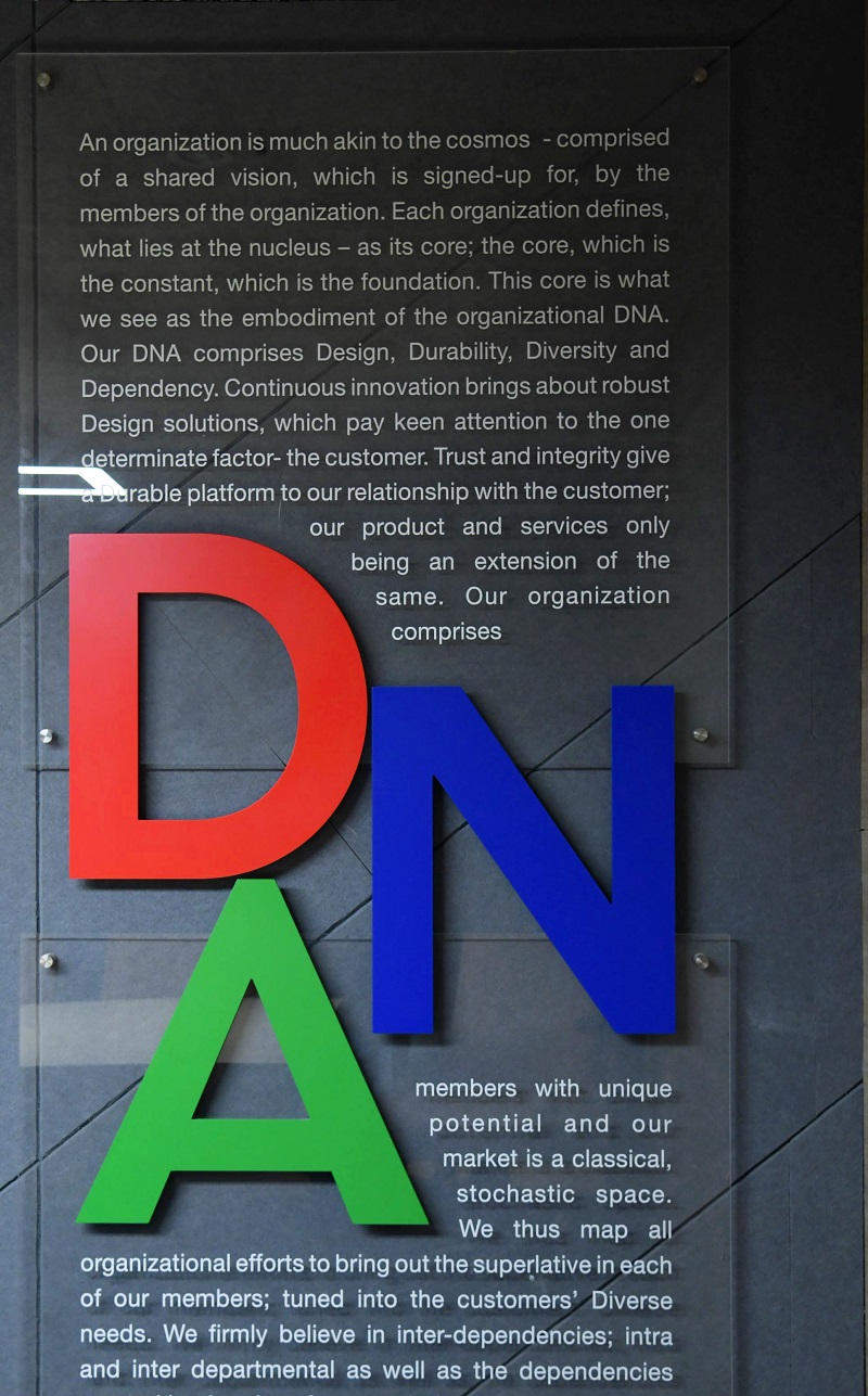 closer look: company DNA installation for workplace branding