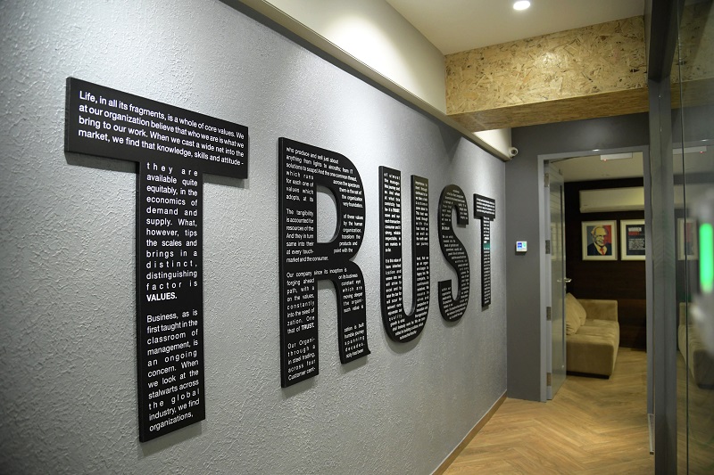 office space branding with company core values