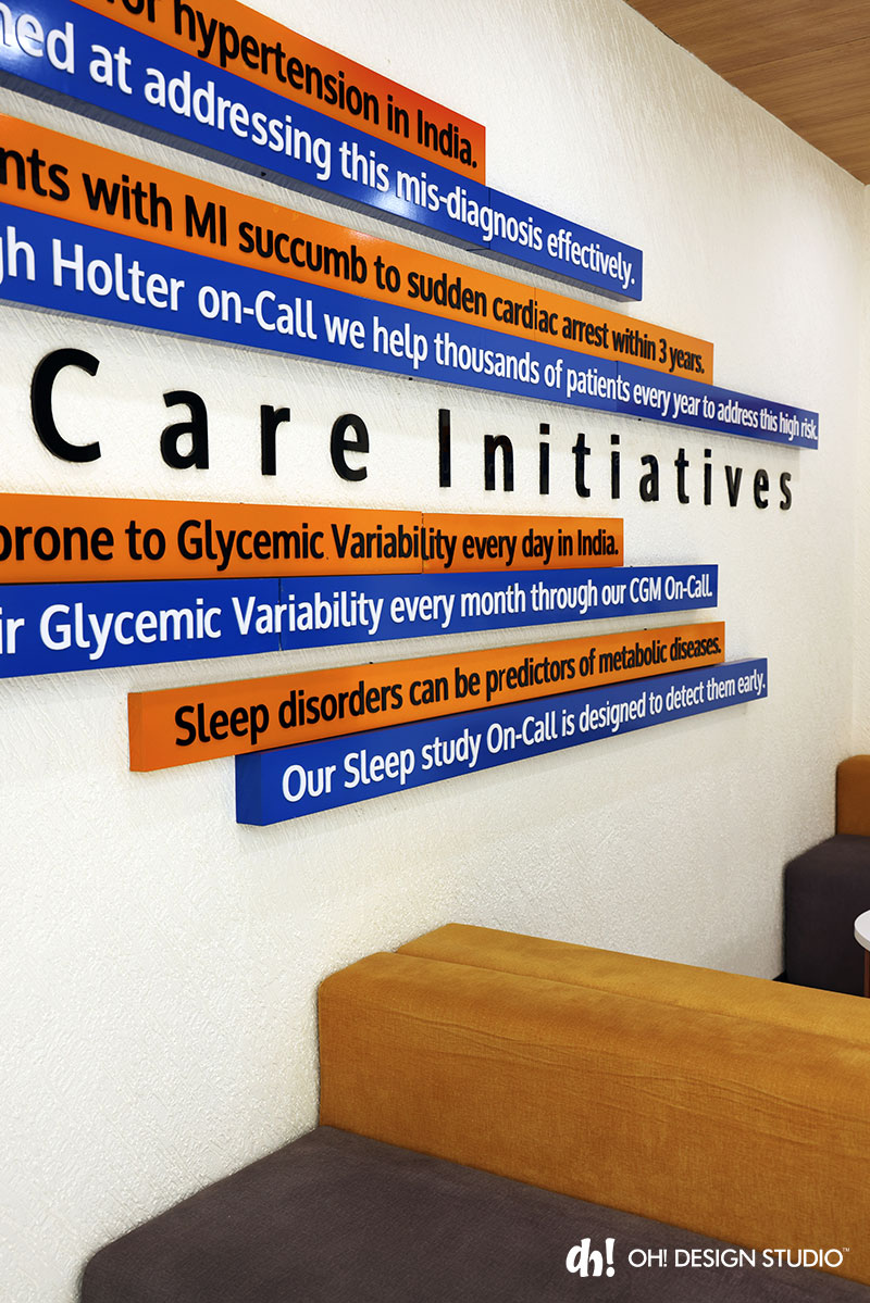 Company purpose wall graphics installation by OH! Design Studio