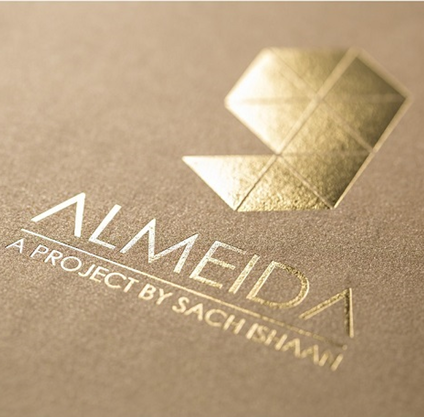 Almeida property brochure — gold foil logo detail