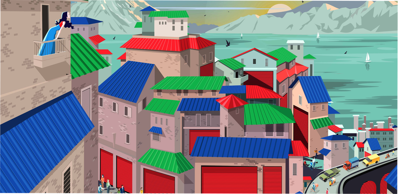 Space branding mural illustration