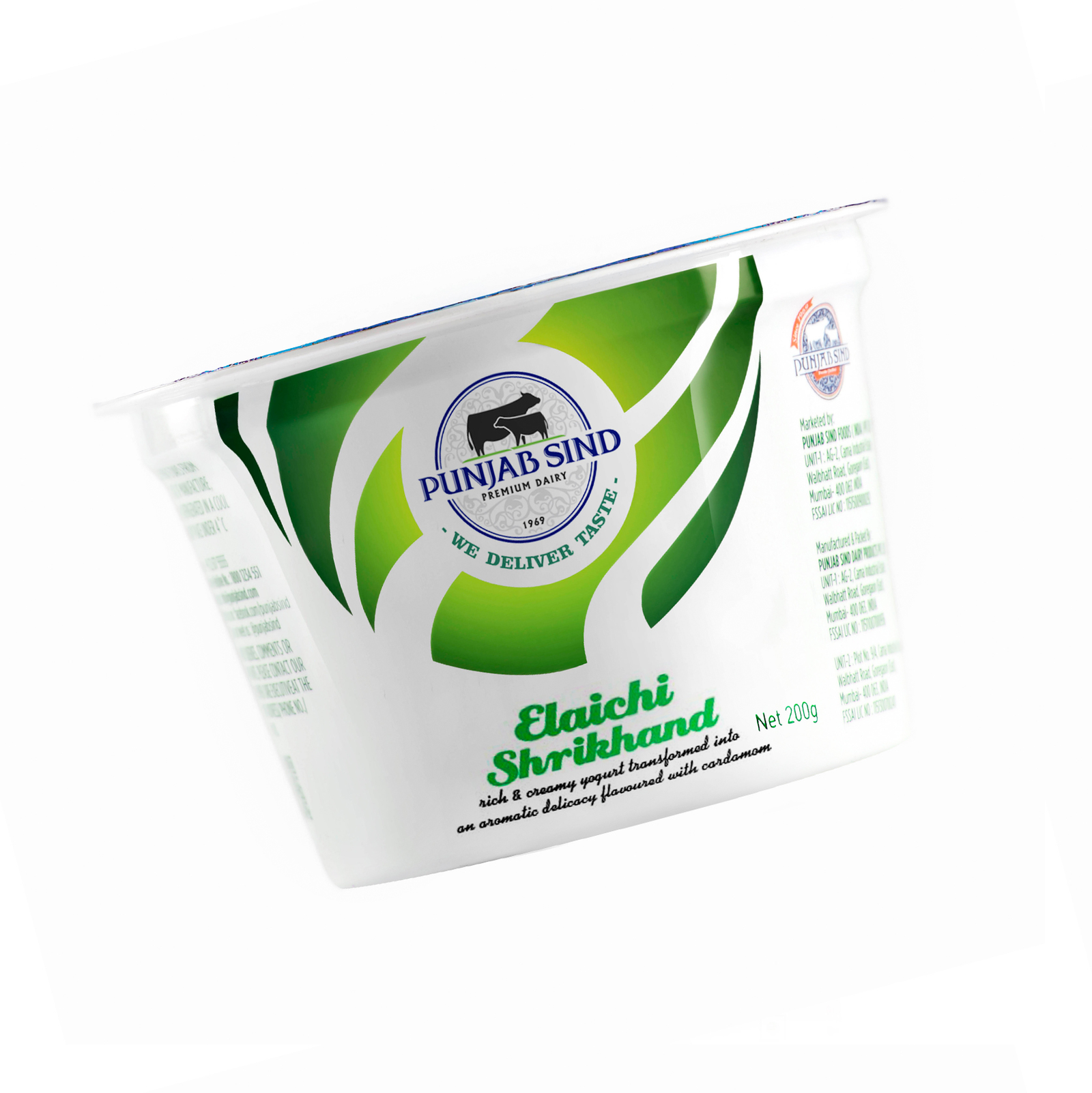 Punjab Sind Dairy packaging — Elaichi Shrikhand cup