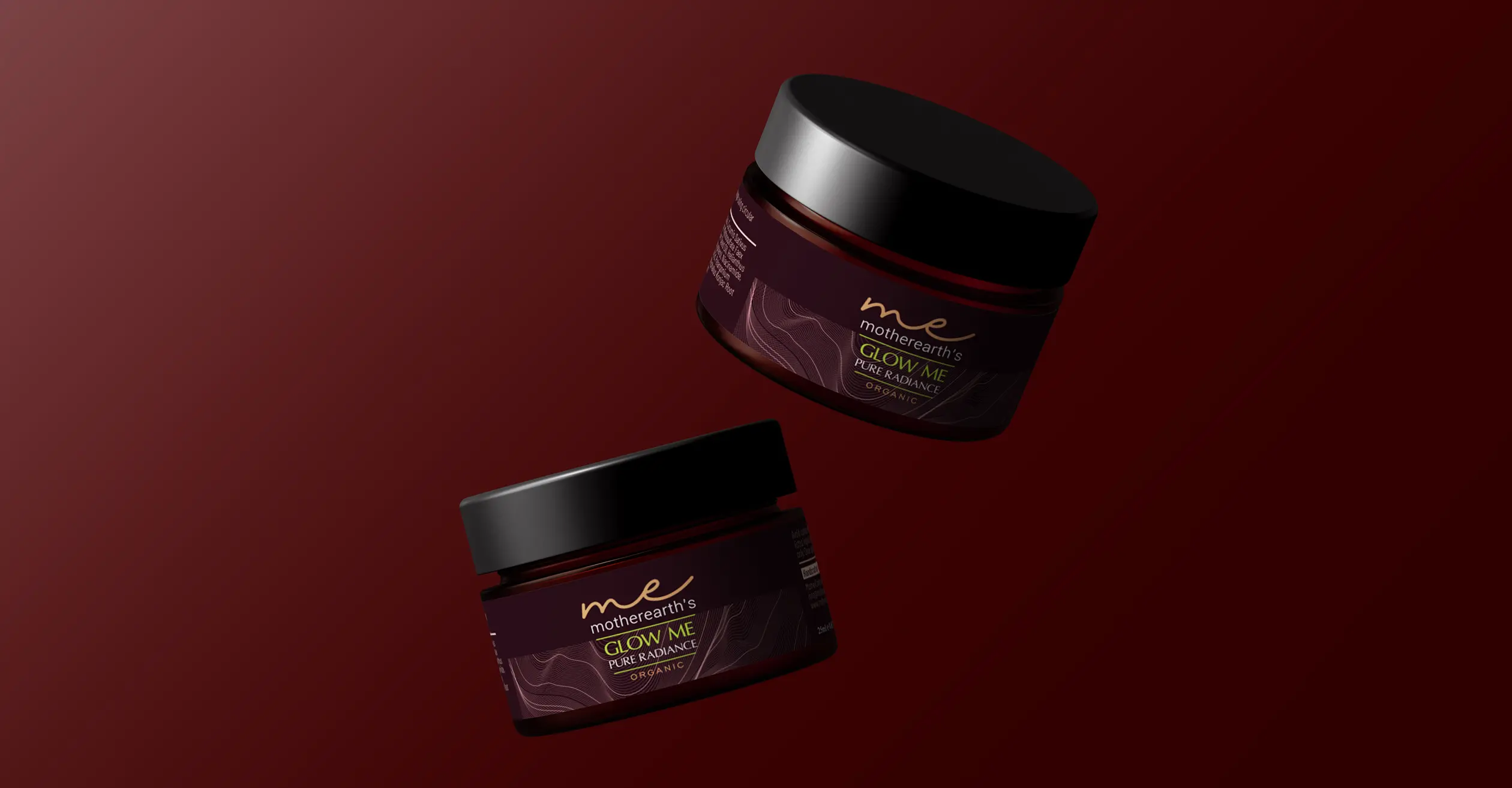 Mother Earth skincare packaging — Glow Me cream jars